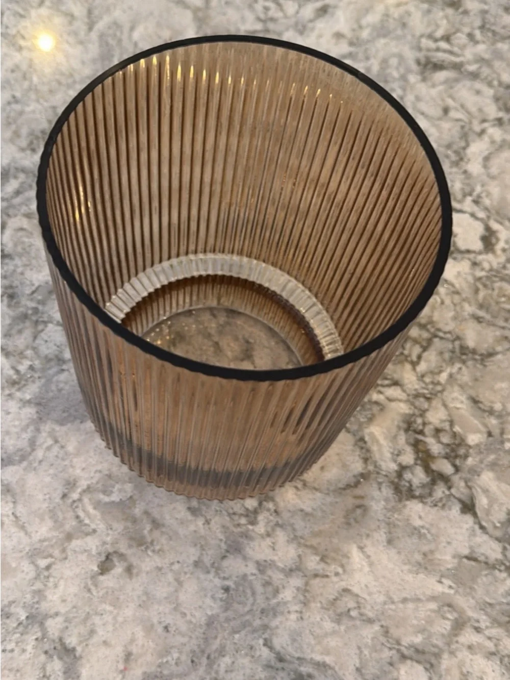 Ribbed Amber Glass Vase - Textured Cylinder Accent